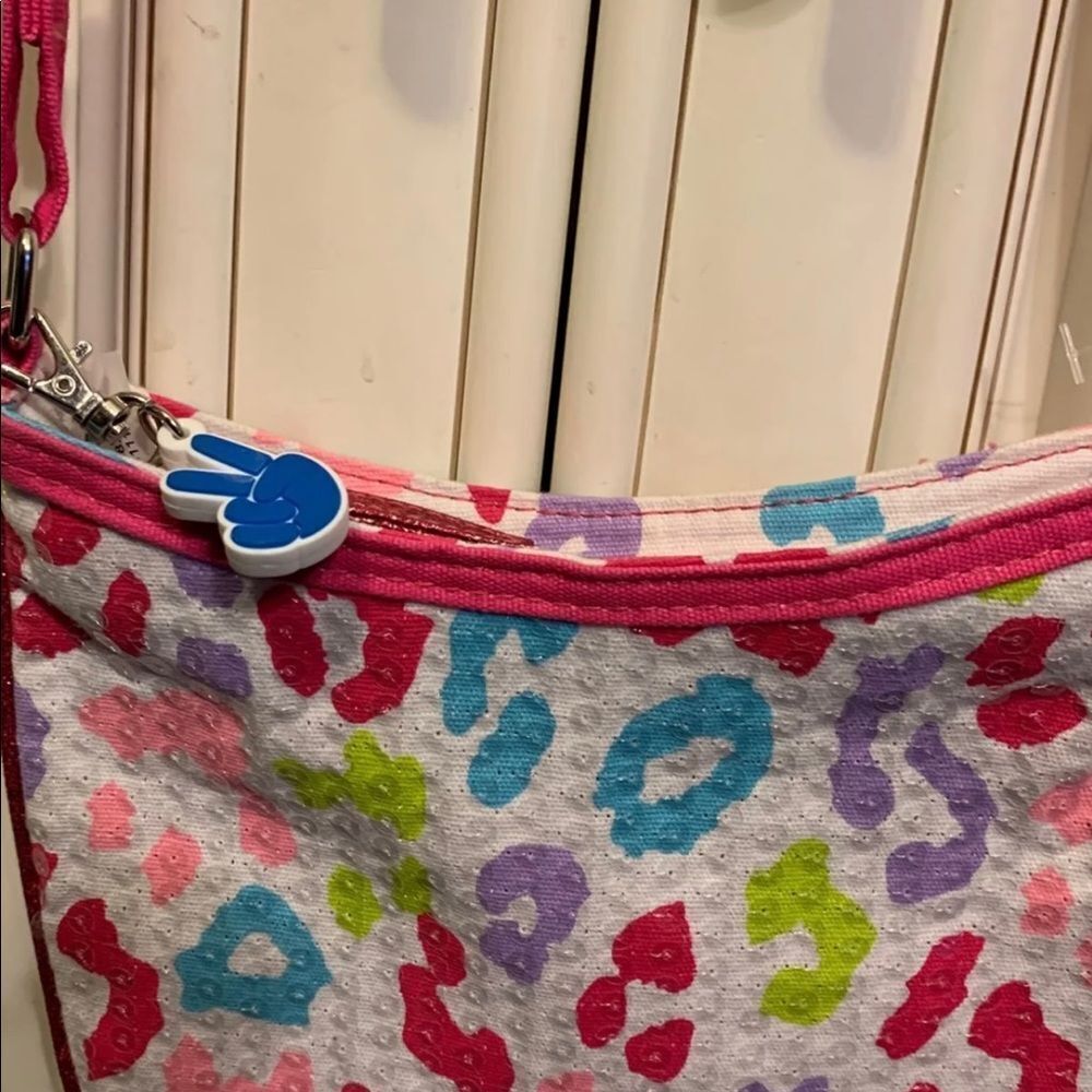 Multi-Color Fabric Peace Sign Cross Body Mini Handbag - Picture 2 of 5